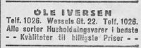 180. Annonse fra Ole Iversen i Ny Tid 1914.jpg