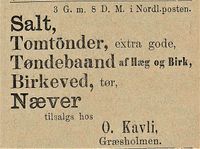 364. Annonse fra Oluf Kavli i Tromsø Stiftstidende 09.09.1886.jpg