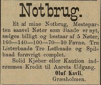 361. Annonse fra Oluf Kavli i Tromsø Stiftstidende 28.03.1886.jpg