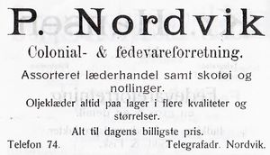 Annonse fra P. Nordvik i Narvikboka 1912.jpg