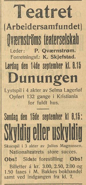 Annonse fra Qværnströms teaterselskab i Haalogland 10. 09. 1918.jpg
