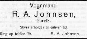 Annonse fra R. A. Johnsen i Narvikboka 1912.jpg