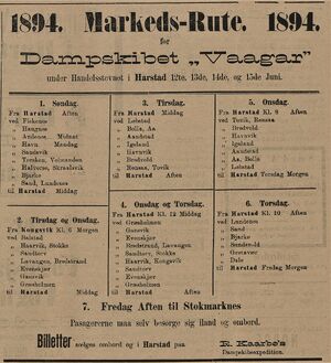 Annonse fra R. Kaarbøs Dampskibsexpedisjon i Tromsø Amtstidende 2505. 1894.jpg