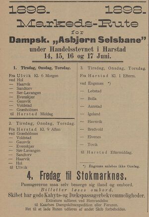 Annonse fra R. Kaarbøs dampskibsexpedition i Tromsø Amtstidende 09.06. 1898.jpg