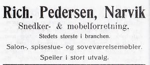 Annonse fra Rich. Pedersen i Narvikboka 1912.jpg