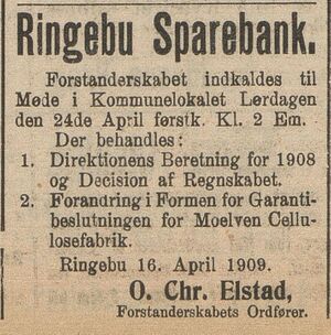 Annonse fra Ringebu Sparebank i Gudbrandsdølen 22.04.1909.jpg