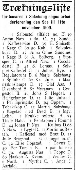 Annonse fra Sakshaug Sogns Arbeiderforening i Indtrøndelagen 16.11. 1900.jpg