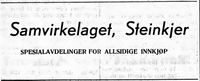 426. Annonse fra Samvirkelaget Steinkjer i Bygdenes By 1957.jpg