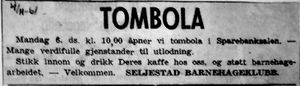 Annonse fra Seljestad barnehageklubb i Harstad Tidende 4.11. 1961.jpg