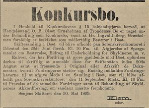 Annonse fra Senjens Skifteret i Tromsø Amtstidende 08.06.1899.jpg