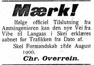 Annonse fra Skei formannskap i Indtrøndelagen 31.8. 1900.jpg