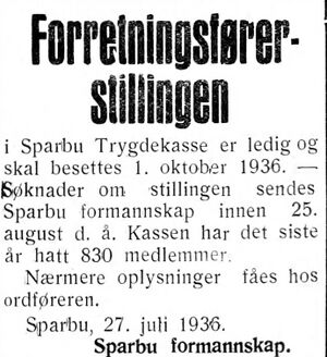 Annonse fra Sparbu kommune i Inntrøndelagen og Trønderbladet 31.7.1936.jpg