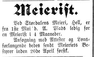 Annonse fra Størdal Meieri i Indtrøndelagen 18.4.1900.jpg