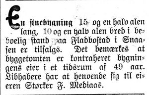 Annonse fra Størker F. Mediaas i Indtrøndelagen 31.8. 1900.jpg