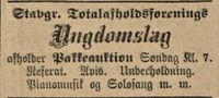 133. Annonse fra Stavanger totalafholdsforenings ungdomslag i Stavanger Aftenblad 10.02.1906.jpg