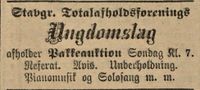 133. Annonse fra Stavanger totalafholdsforenings ungdomslag i Stavanger Aftenblad 10.02.1906.jpg