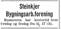 389. Annonse fra Steinkjer Bygningsarbeiderforening i Nord-Trøndelag og Inntrøndelagen 4.7. 1942.jpg