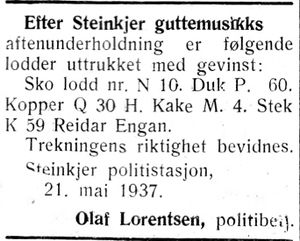 Annonse fra Steinkjer guttemusikk i Inntrøndelagen og Trønderbladet 24.5. 1937.jpg