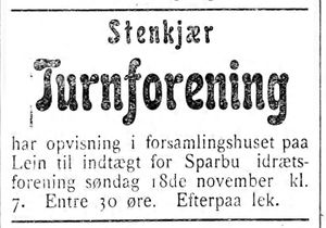 Annonse fra Stenkjær Turnforening i Indtrøndelagen 16.11. 1900.jpg