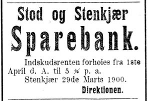 Annonse fra Stod og Stenkjær Sparebank i Indtrøndelagen 18.4.1900.jpg