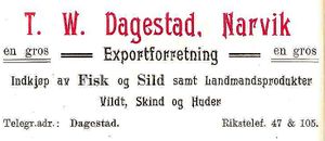 Annonse fra T.W. Dagestad under Harstadutstillingen 1911.jpg
