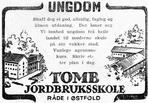 Annonse fra TOMB jordbruksskole i Menneskevennen jubileumsnr.jpg