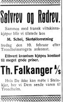 152. Annonse fra Th. Falkanger i Nord-Trøndelag og Nordenfjeldsk Tidende 09.02.33.jpg