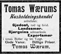 27. Annonse fra Thomas Wærum i Namdalens Folkeblad 1901.jpg