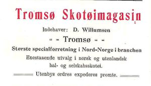 Annonse fra Tromsø Skotøimagasin under Harstadutstillingen 1911.jpg