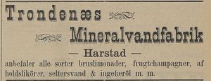 Annonse fra Trondenæs Mineralvandfabrik i Tromsø Amtstidende 16.07.1900.jpg