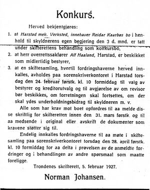 Annonse fra Trondenes skifterett i Dagens Nyheter 12. 2. 1927.jpg