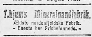 Annonse fra Trondhjems Mineralvandfabrik i Ny Tid 1914.jpg