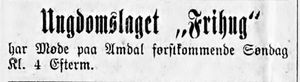 Annonse fra U L Frihug i Namdalens Folkeblad 1901.jpg