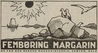 Annonse for Fembøring Margarin fra A/S Van den Berghs margarinfabrik i Oslo i Nordlandsposten 12.3.1934.