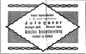 Annonse fra Wesches broderiforretning i Trønderbladet 22.12. 1926.jpg