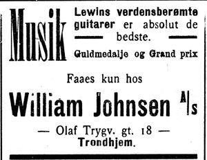 Annonse fra William Johnsen i Indtrøndelagen 17.1. 1913.jpg