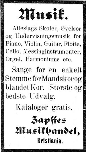 Annonse fra Zapffes musikkhandel i Stenkjær Avis 15.2. 1899.jpg