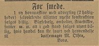 164. Annonse fra bøssemager M. Olsen i Lofotens Tidende 12.03. 1892.jpg