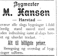 292. Annonse fra byggmester M. Hansen i Haalogaland 17.3.-06.jpg