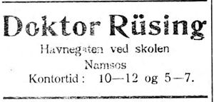 Annonse fra dr. Rüsing i Nordtrønderen 10.6. 1914.jpg