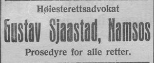 Annonse fra høyesterettsadvokat Gustav Sjaastad i Nord-Trøndelag og Nordenfjeldsk Tidende 18. 12. 1934.jpg