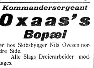 Annonse fra kommandersergeant Oxaas i Indtrøndelagen 31.8. 1900.jpg