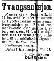 Fra avisa Nord-Trøndelag og Nordenfjeldsk Tidende 2. november 1922