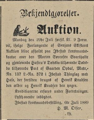 Annonse fra lensmannen i Ibestad i Tromsø Amtstidende 12.07. 1889.jpg