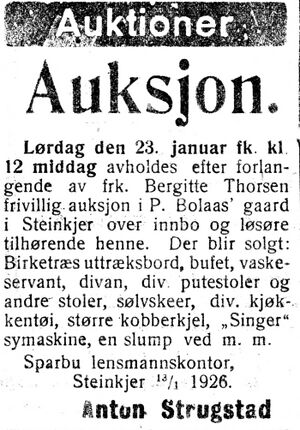 Annonse fra lensmannen i Sparbu i Inntrøndelagen 20.1. 1926.jpg