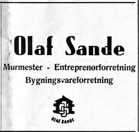 330. Annonse fra murmester Olaf Sande i Bygdenes By 1957.jpg