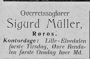 Annonse fra overrettssagfører Sigurd Müller i Østerdølen 22.07. 1904.jpg