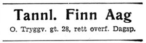 Annonse fra tannlege Finn Aag i Arbeider-Avisen 24.4.1940.jpg