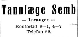 Annonse fra tannlege Semb i Arbeider-Avisen 24.4.1940.jpg