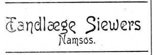 Annonse fra tannlege Siewers i Nordtrønderen 10.6. 1914.jpg